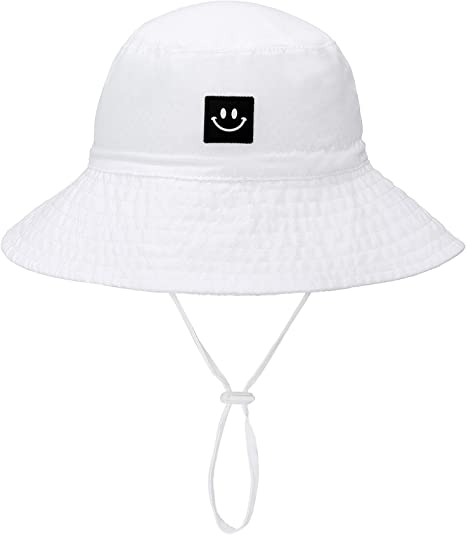 Photo 1 of Baby Sun Hat Smile Face Toddler UPF 50+ Sun Protective Bucket hat Nice Beach hat for Baby Girl boy Adjustable Cap
