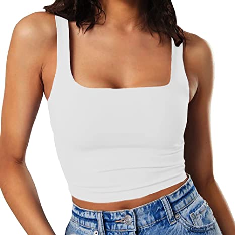 Photo 1 of Abardsion Women's Sexy Sleeveless Strappy Square Neck Basic Crop Tank Top
SIZE S