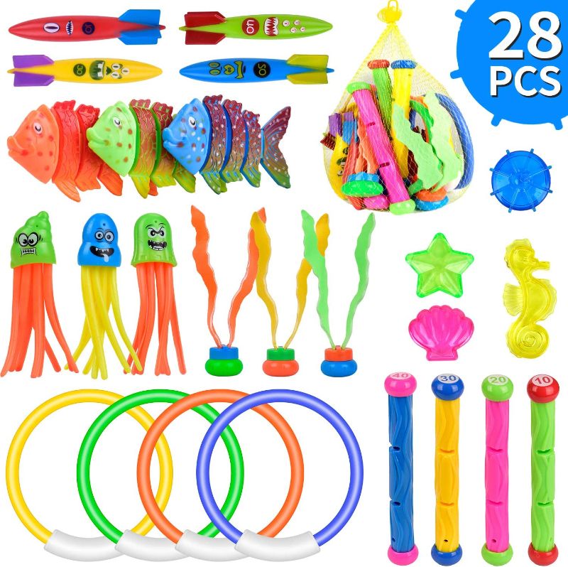 Photo 1 of Balnore Diving Toys, 28 Pcs Underwater Swimming Pool Toys ,Pool Toys for Kids 8-12,Toddler Pool Toys,Water Game for Kids Ages 3+
