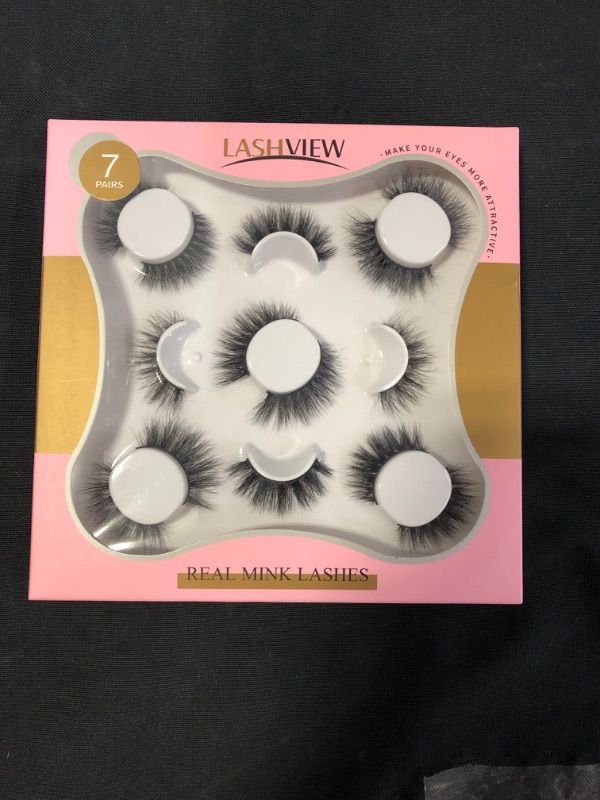 Photo 1 of 7 Pairs Mink Lashes, LASHVIEW False Eyelashes Handmade Lashes,3D Natural Layered Effect,Reusable Natural Look False Eyelashes for Makeup
