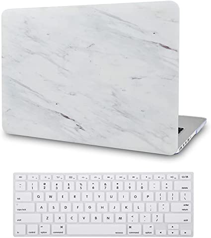 Photo 1 of LASSDOO Compatible with MacBook Pro 13 inch Case 2020,2019,2018,2017,2016 Release  Touch Bar Plastic Hard Shell + Keyboard Cover (Silk White Marble) factory seal
