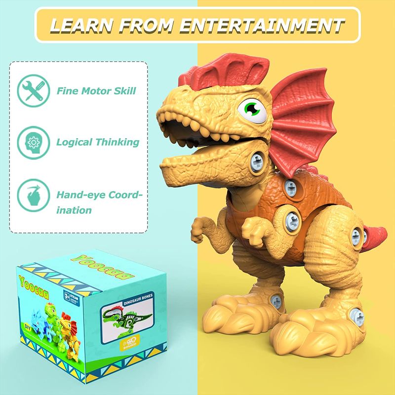 Photo 2 of Yoocaa Stem Dinosaur Toys for Kids 3-5 5-7, Dinosaur Take Apart Toys with Electric Drill, Learning Construction Building Boys Toys, Birthday Gift for 3 4 5 6 7 Year Old Children

