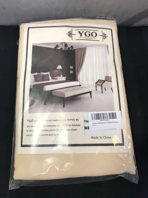 Photo 2 of YGO Room Darkening Small Window Curtains Elegant Home Decorative Blackout Valance Tiers with Grommet Top for Living Room Nursery Bedroom 52 Wide by 18 Long Beige Double Panels
