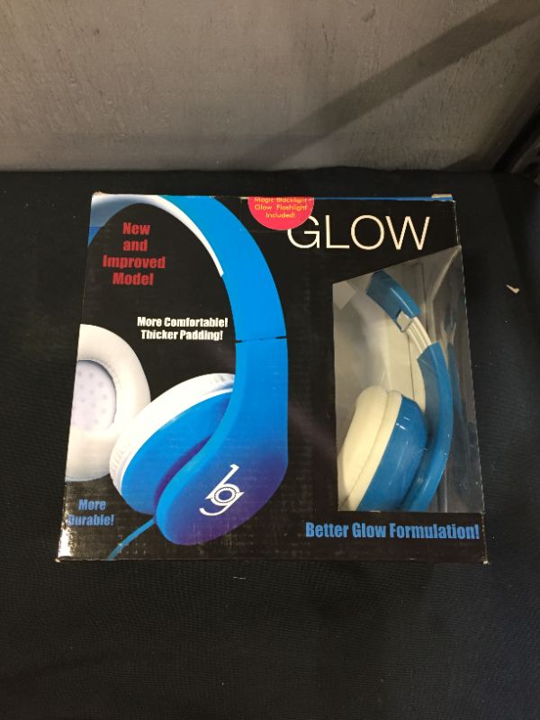 Photo 2 of Glow Headphones with Blacklight LED Flashlight from Bryte Gear - Blue - Make it Glow in the dark