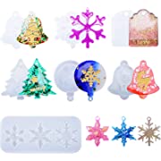 Photo 1 of 7Pcs Resin Ornament Molds, Christmas Resin Mold Silicone, Resin Casting Mold Set for Xmas Decorations, Silicone Molds Keychain Snowflake Ornament Resin Mold DIY Bag Tag

