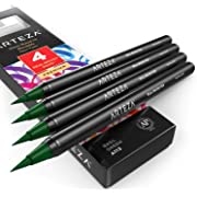 Photo 1 of Arteza Real Brush Pens, A113 Basil Green, Pack of 4, Watercolor Pens with Nylon Brush Tips, Art Supplies for Dry-Brush Painting, Sketching, Coloring & Calligraphy (3 PACKS)
