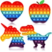 Photo 1 of Abesee 4 Pack Rainbow Pop Fidget Toys, Its Poppers Bubble with Pop Sound Sensory Fidget Toy Tie Dye Unicorn Dinosaur for Kids and Adults Stress Relief, ADHD Autism Silicone Pressure Relieving Toys

