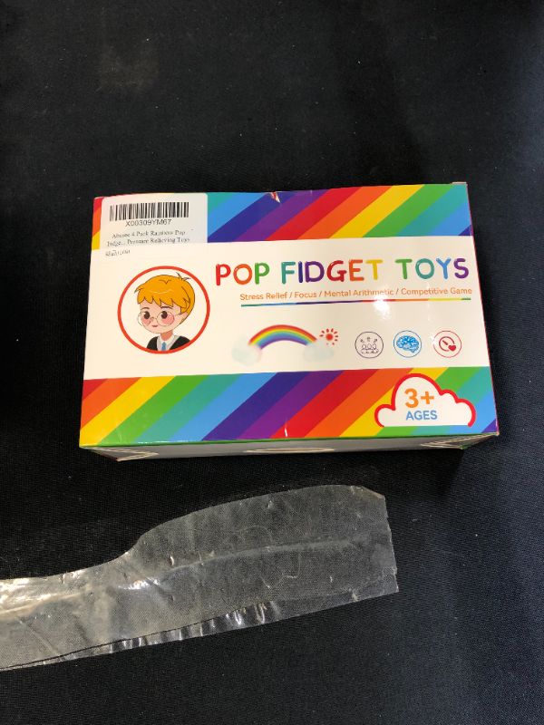 Photo 1 of Abesee 4 Pack Rainbow Pop Fidget Toys, Its Poppers Bubble with Pop Sound Sensory Fidget Toy Tie Dye Unicorn Dinosaur for Kids and Adults Stress Relief, ADHD Autism Silicone Pressure Relieving Toys
