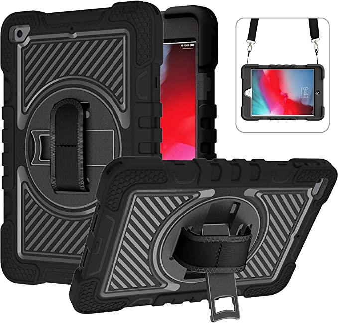 Photo 1 of ZHOGTNEG iPad Mini 5th/4th Generation 7.9 Inch Case with Swivel Pencil Holder Hand Shoulder Strap Heavy Duty Protection Shockproof Cover for iPad Mini 4/5