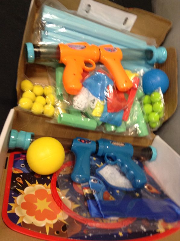 Photo 2 of 2NLF Shooting Game for 5, 6, 7, 8, 9, 10+ Kids, 2 Foam Ball Toy Guns, Stand Up Shooting Target with Basket and 24 Foam Balls, 6 Bean Bags and 2 Mini Basketball, ideal gift for boys and girls