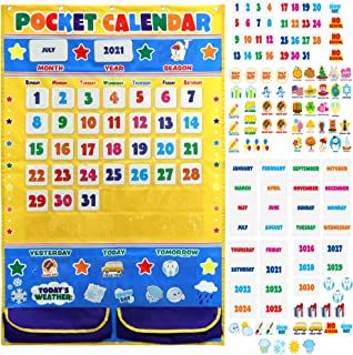 Photo 1 of JOYIN 28.2" x 45" Magnetic Learning Calendar with Weather, My First Daily Calendar, Refrigerator or Wall Calendar, Classroom Calendar, Pocket Calendar for Preschool Kids, Home School Supplies
