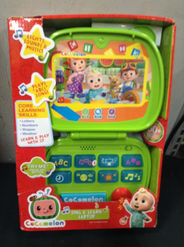 Photo 2 of CoComelon Sing and Learn Laptop Toy for Kids, Lights, Sounds and Music Encourages Letter, Number, Shape and Animal Recognition, by Just Play---factory sealed