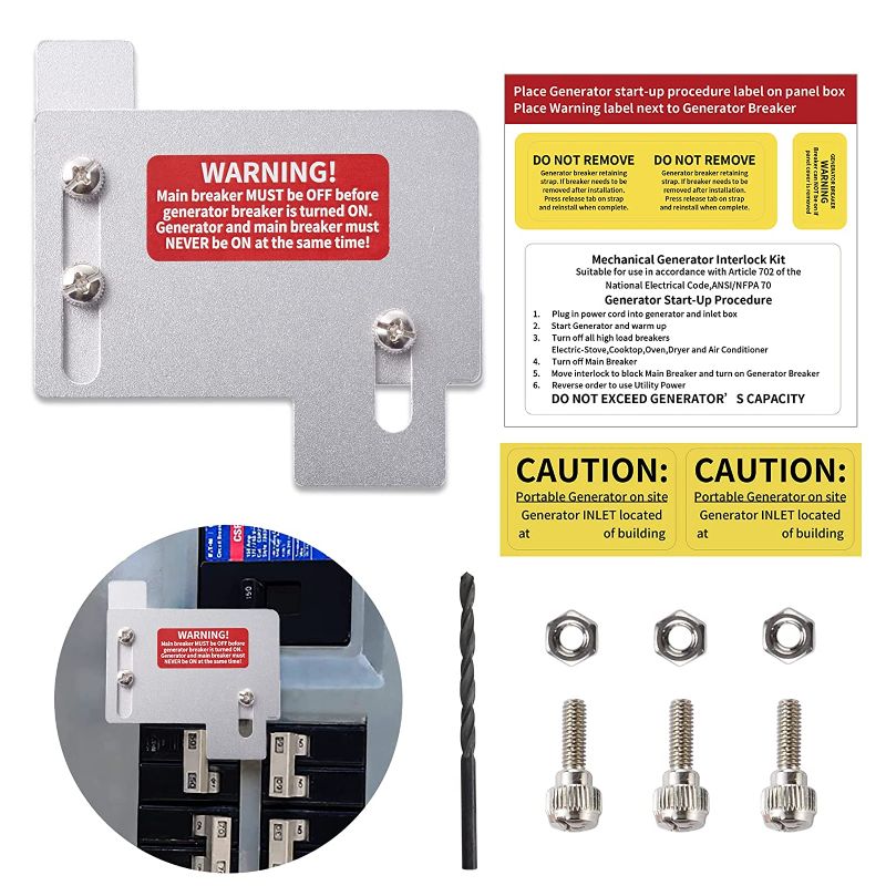 Photo 1 of 
Generator Interlock-Kit for Eaton-Cutler-Hammer Panel - Fit 1-1/2" Space on Main &Branch EAT-CH Series 150 or 200amp Only Main Circuit TAN Breaker Box, Safety Manual Electric Lockout Transfer Switch
