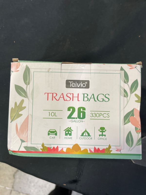 Photo 2 of 2.6 Gallon 220 Counts Strong Trash Bags Garbage Bags by Teivio, Bathroom Trash Can Bin Liners, Small Plastic Bags for home office kitchen,fit 10 Liter, 2,2.5,3 Gal, Clear
