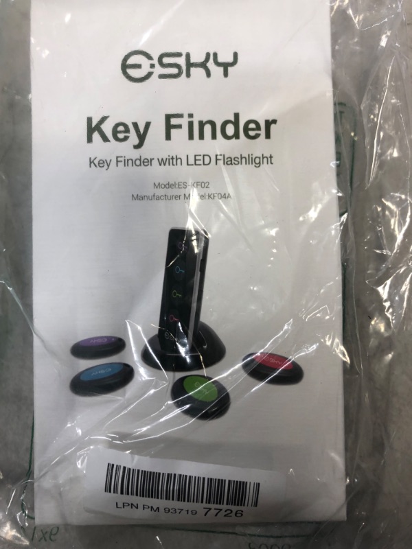 Photo 2 of Key Finder, Esky Wireless RF Item Locator, 1 Transmitter with 4 Receivers, Item Tracker with 131ft Working Range and Led Flashlight Function, Key RF Locator, Pet Tracker Wallet Tracker