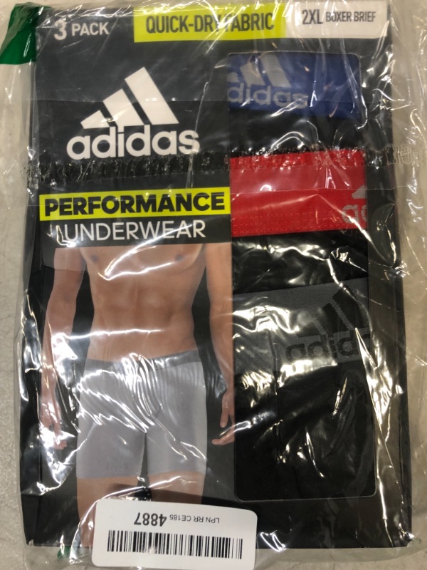 Photo 2 of adidas Men's Performance Boxer Brief Underwear (3-Pack) XX-Large Big Tall Black/Collegiate Royal Blue/Scarlet Red