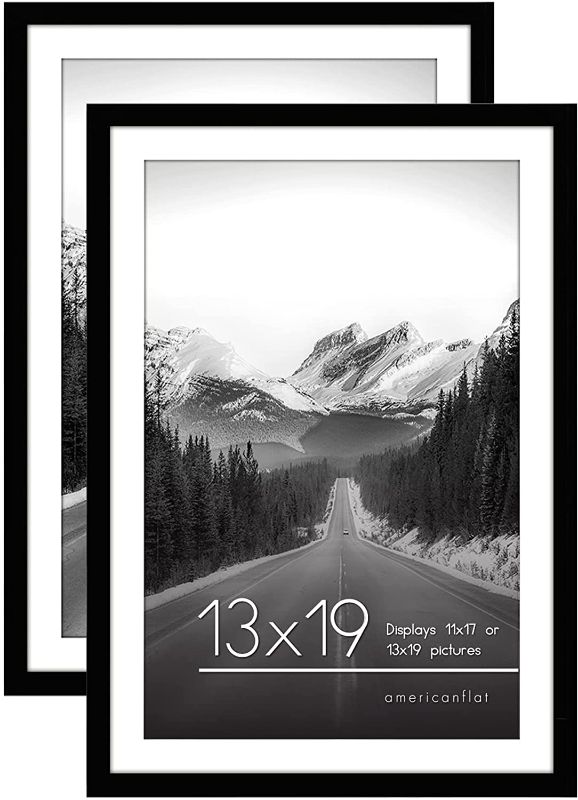 Photo 1 of 13x19 Picture Frame in Black, 2 Pack -  Includes Sawtooth Hanging Hardware For Horizontal or Vertical Display
