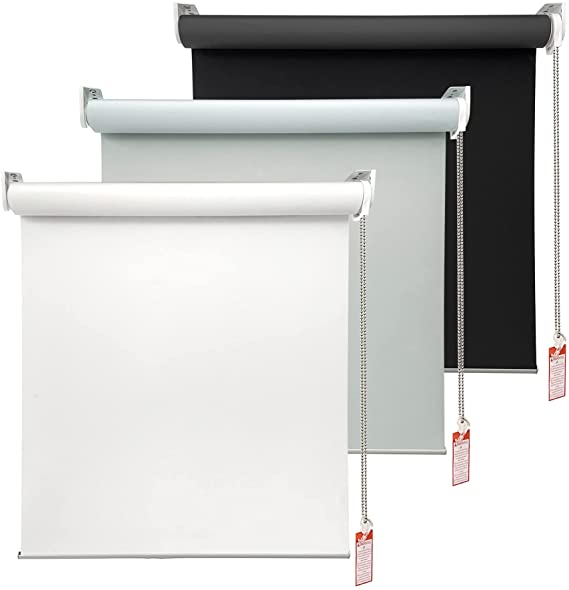 Photo 1 of 100% Blackout Roller Window Shades, Window Blinds with Thermal Insulated, UV Protection Waterproof Fabric, roll up and Down Blinds for Home and Office (Black - 52" W x 72" H)
