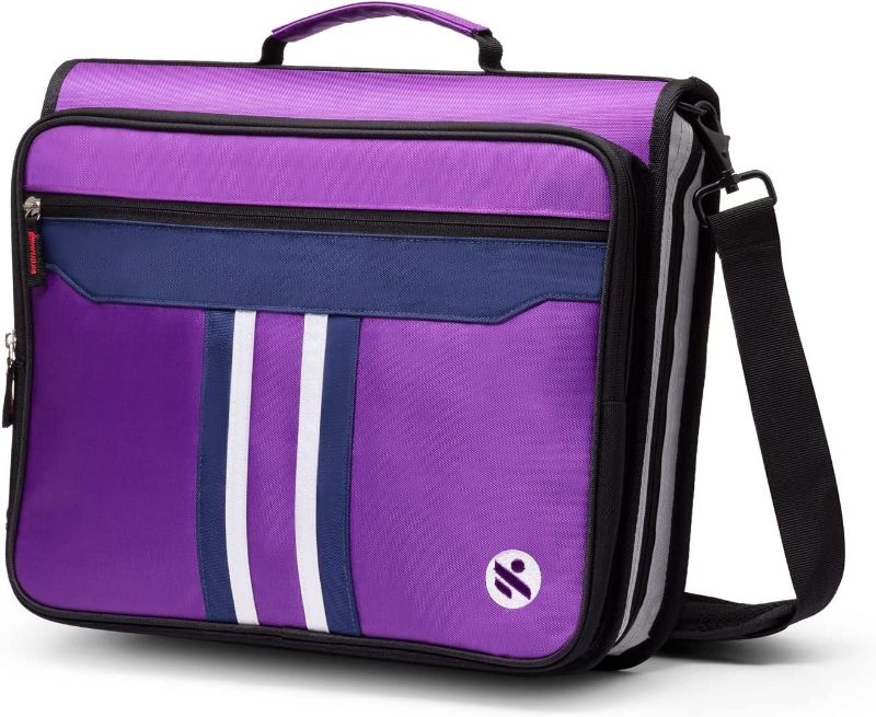 Photo 1 of 2-Inch 3 Rings Zipper Binder, Holds 15-Inch Laptop/Tablet, Handle and Shoulder Strap Included, Violet
