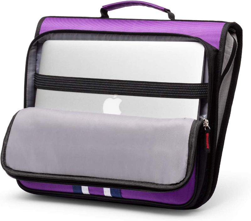 Photo 3 of 2-Inch 3 Rings Zipper Binder, Holds 15-Inch Laptop/Tablet, Handle and Shoulder Strap Included, Violet
