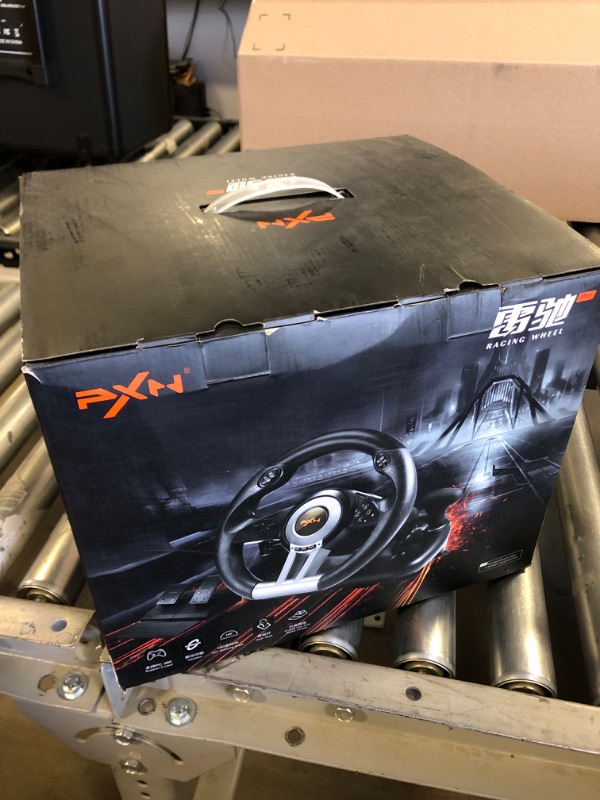 Photo 1 of Game Racing Wheel, PXN-V3II 180° Competition Racing Steering Wheel with Universal USB Port and with Pedal, Suitable for PC, PS3, PS4, Xbox One, Xbox Series S&X, Nintendo Switch - Orange