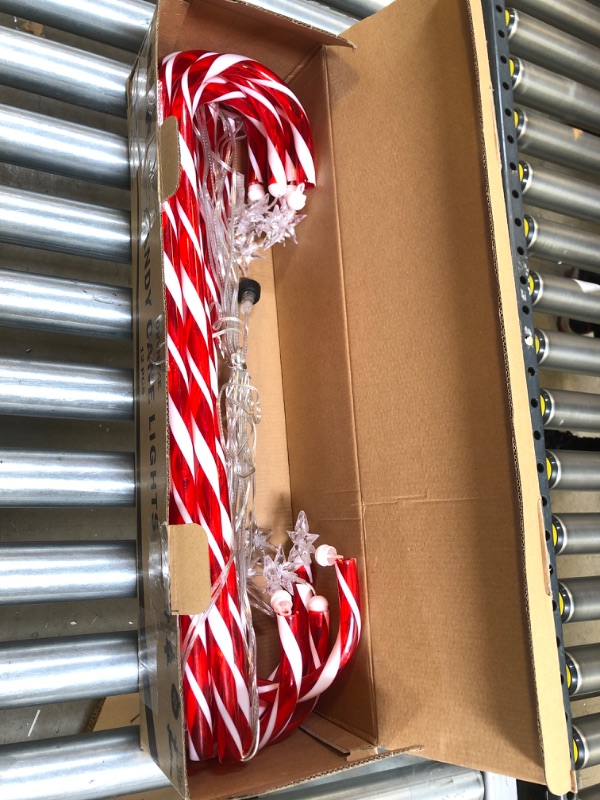 Photo 2 of 28” Candy Cane Lights Outdoor Pathway, 42 Feet in Total Length with 12 Pack Candy Cane Pathway Lights with Shiny Star for Outside Christmas Decorations, 10 LED Lights in Each Light Up Candy Canes 12 Pcs Star