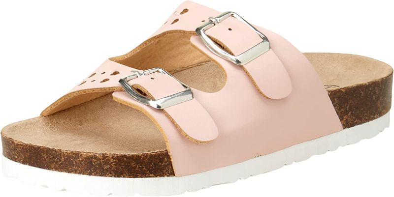 Photo 1 of ADRIENNE VITTADINI Girls' Sandals - Two Strap Leatherette Cork Footbed Sandals (Toddler/Girl)
