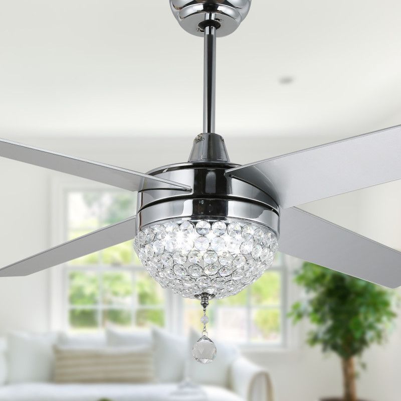 Photo 1 of 52" Modern Crystal Ceiling Fan With LED Light, Remote Control, Reversible
