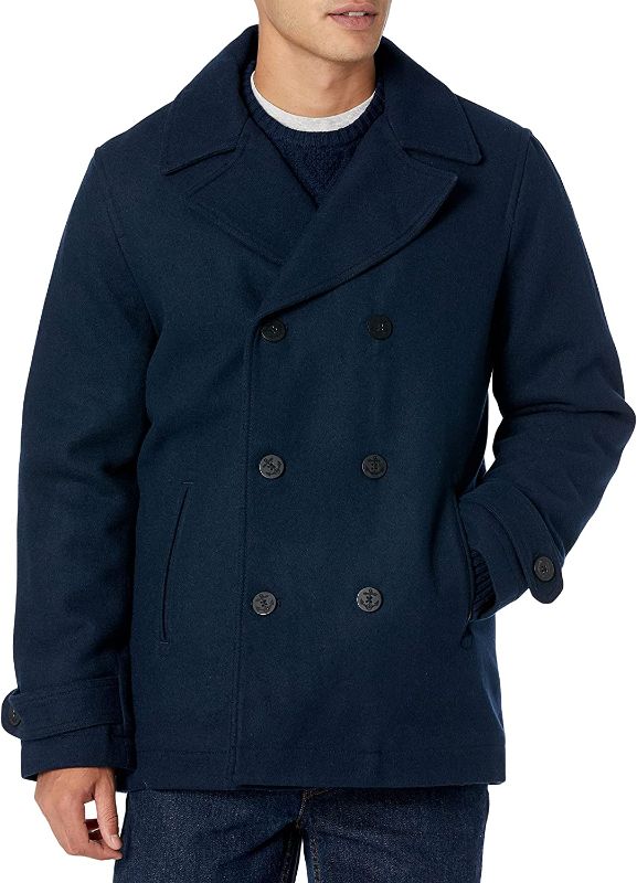 Photo 1 of Amazon Essentials Men's Double-Breasted Heavyweight Wool Blend Peacoat
