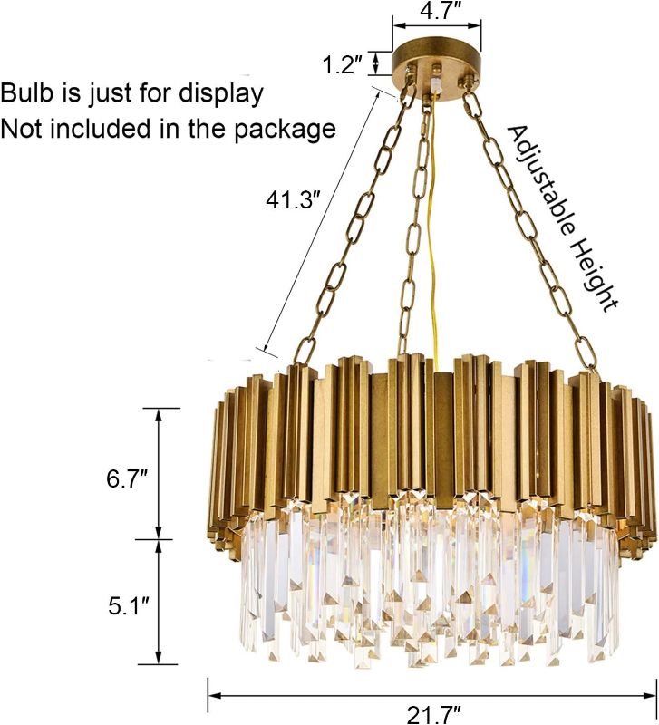 Photo 1 of A1A9 Modern Round Crystal Chandelier Lights Luxury Pendant Ceiling Light Contemporary Raindrop Chandeliers Lighting Fixture for Dining Living Room Kitchen Island Bedroom Foyer Hallway (Antique Gold)