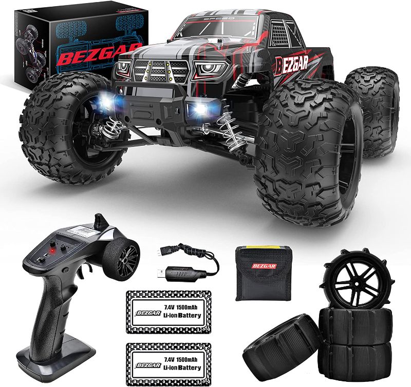 Photo 1 of BEZGAR HM103 Hobby Grade 1:10 Scale Remote Control Truck, 4WD High Speed 45+ Kmh All Terrains Electric Toy Off Road RC Truck Vehicle Car Crawler with Rechargeable Batteries for Boys Kids and Adults
