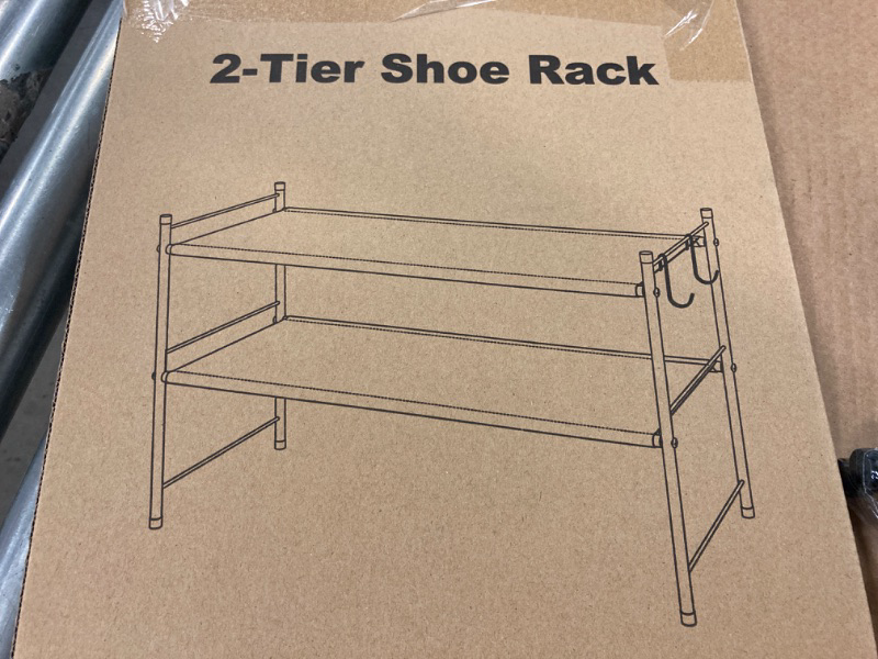 Photo 1 of  2 Tier Shoe Rack for Closet Metal Free Standing Small Shoe Racks, Small
