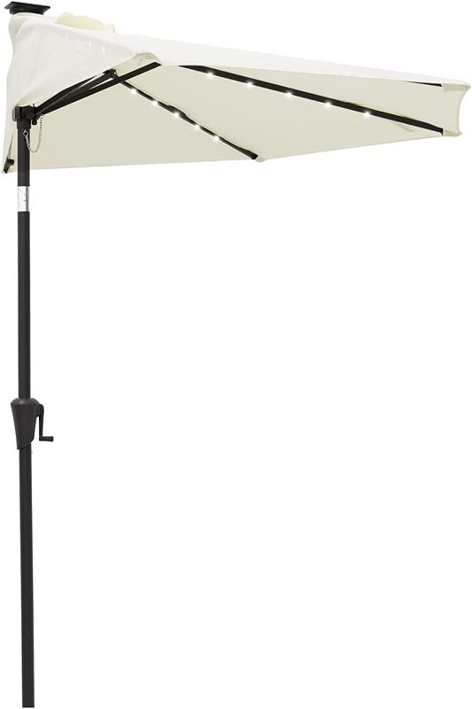 Photo 1 of Helios&Hestia 9 ft Half Round Solar Powered Outdoor Market Patio Umbrella -----base not included
