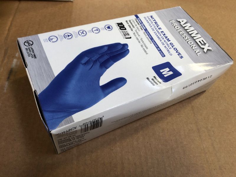 Photo 1 of 1 Box--100pcs --Nitrile Gloves, Disposable Gloves, Comfortable, Powder Free, Latex Free Medium  