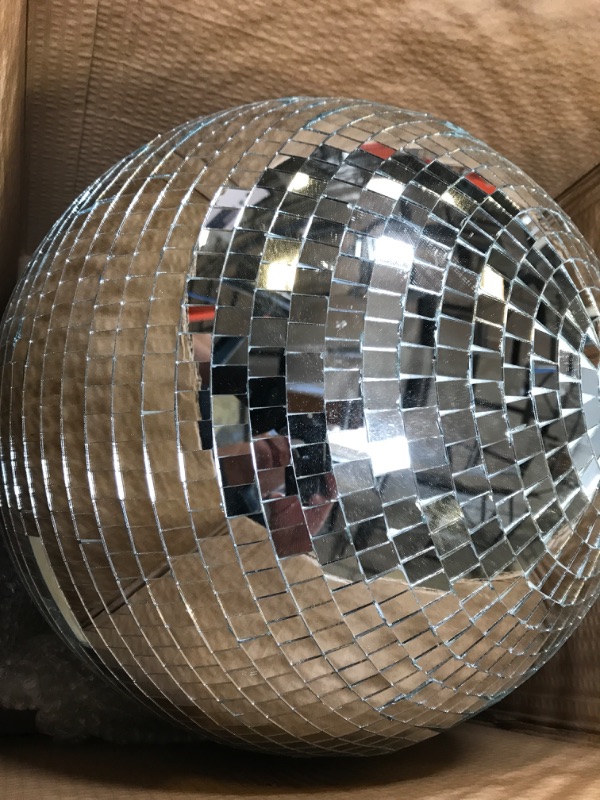 Photo 2 of 12" Disco Ball Mirror Ball Disco Party Decoration Stage Light Dj Light Effect Home Business Christmas Display Decoration Silver
