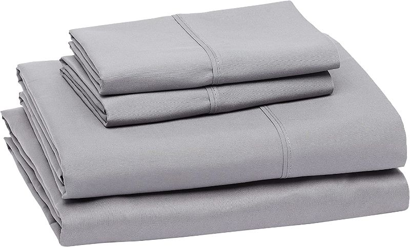 Photo 1 of Amazon Basics Lightweight Super Soft Easy Care Microfiber Bed Sheet  - King, Light Gray
