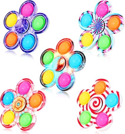 Photo 1 of FIGROL 5 Pack Pop Fidget Spinner, Push Pop Bubble Fidget Spinner, Simple Sensory Fidget Hand Spinner - Stress Reduction and Anxiety Relief for Children