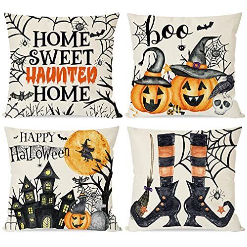 Photo 1 of  Happy Halloween Pillows Covers 18x18 Set of 4 for Fall Decorations  -- Factory Sealed -- 
