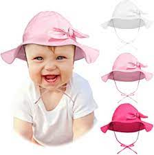 Photo 1 of 3 Pieces Baby Girls Sun Hats with Wide Brim Bowknot UV Sun Protection Infant Summer Beach Bucket Hat
