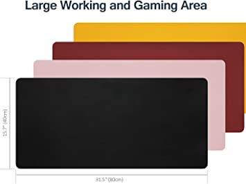 Photo 1 of KELIFANG Desk Pad, Waterproof Desktop Protector Large Mouse Mat for Office Work and Home Decor, Non-Slip PU Leather Desk Blotters Table Accessories for Gaming Writing (31.5” x 15.7”, Black)
