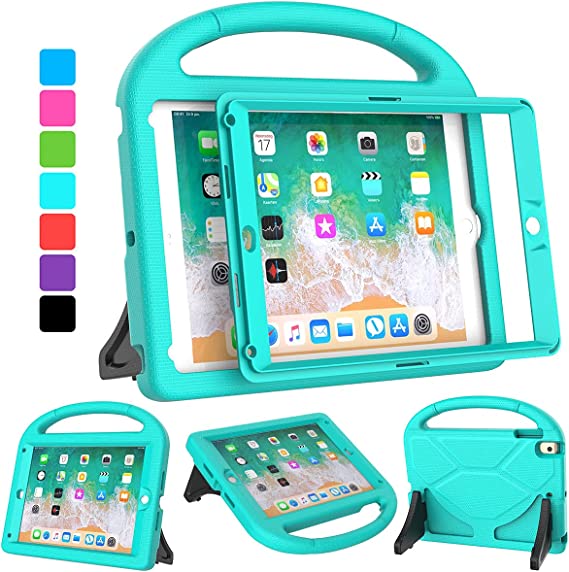 Photo 1 of VICVOL iPad 5th/6th Generation Case for Kids(9.7 inch, 2017/2018), iPad Air 1/2 & Pro 9.7 Case, Built-in Screen Protector Durable Shockproof Handle Stand Protective Cover, Cyan
