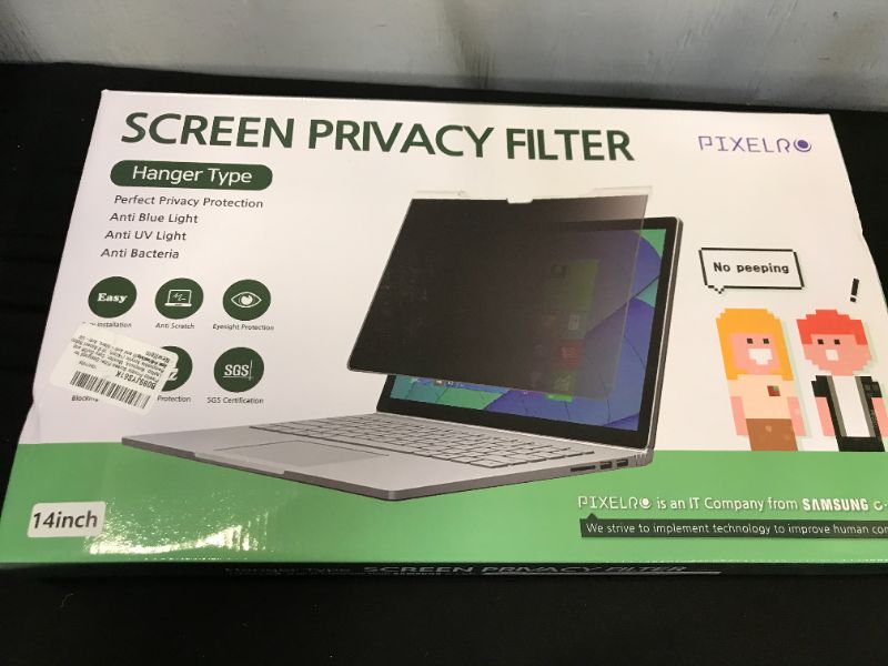 Photo 2 of PixelRo Privacy Screen Filter for Laptop Removable Acrylic Anti Blue Light and Anti Glare Anti UV Eye Protection 14, 14.6 inch (16:9 Aspect Ratio), Reduce Eye Fatigue and Eye Strain

