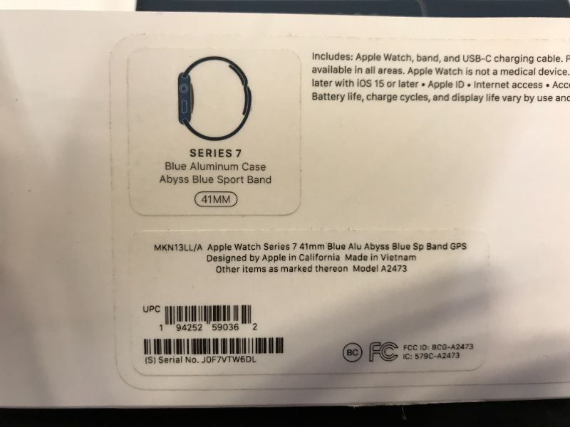Photo 6 of Apple Watch Series 7 41mm Blue Aluminum Case with Abyss Blue Sport Band - Blue GPS 