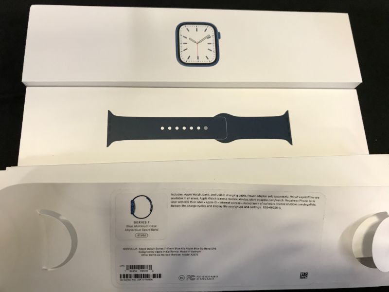Photo 7 of Apple Watch Series 7 41mm Blue Aluminum Case with Abyss Blue Sport Band - Blue GPS 