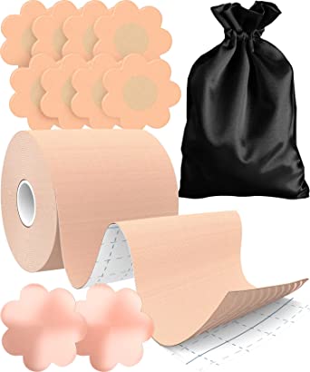 Photo 1 of Boob Tape (Includes 10 Petal Nipple Covers), Breast Lift Tape, Boobytape for Breast Lift, Adhesive Breast Tape (A-DD Cup), Breast Tape Lifting Large Breast, Sticky Boob Tape Bob Tape for Large Breasts
