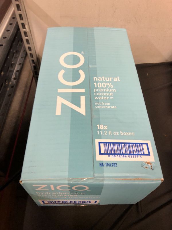 Photo 2 of 18-Pack Zico No Sugar Gluten-Free Added 100% Coconut Water Drink exp sept 14 2022