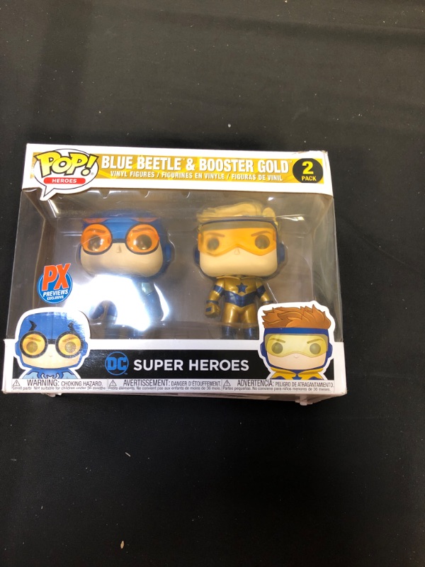 Photo 2 of Funko Pop! Heroes: DC Heroes Booster Gold and Blue Beetle (Metallic Versions) Vinyl Figure 2-Pack