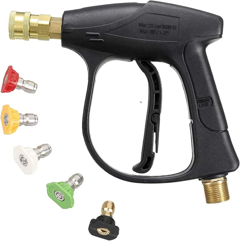 Photo 1 of CREPRO High Pressure Washer Gun, 3000 PSI Car Washer Gun With 5 Color Quick Connect Nozzles for Car Pressure Power Washers M22 Hose Connector 3.0 TIP
