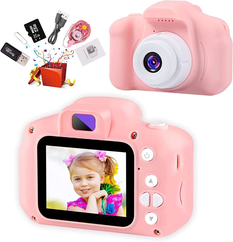 Photo 1 of Kids Digital Camera, Toddler Camera, Kid Camera with 2 Inch Screen and 32Gb SD Card, Camera for Kids, Toys for 5 Year Old Girls, Birthday Gift Christmas Toy for 3 4 5 6 7 8 Children by Nidoot(Pink)
