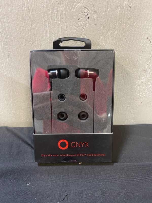 Photo 2 of Onyx Noise Cancelling in-Ear Wired Headphones with Mic, 3.5mm Plug Compatible with iPhones, iPads, Android Phones, Computers & Laptops (Red)
